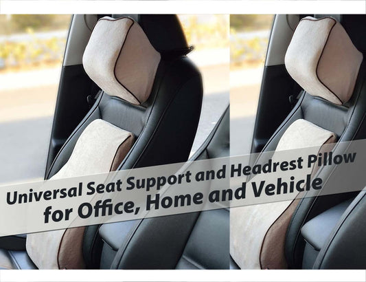 Universal seat support and headrest pillow providing ergonomic lumbar and neck support for office, home, and vehicle use.