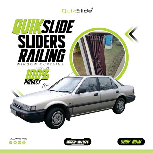 QuikSlide Sliders Railing Curtains for Honda Accord 1985-1989
