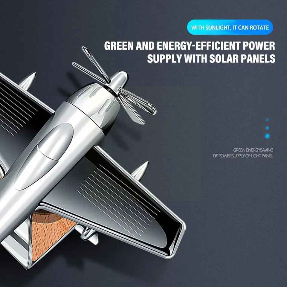 Solar Airplane Car Diffuser Wooden Base (Car Air Freshner)