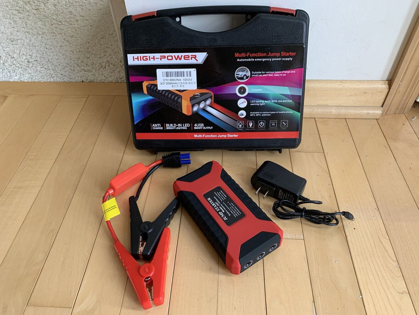 20000mAh LED Car Jump Start Starter 4 USB Charger Battery Power Bank Booster 12V
