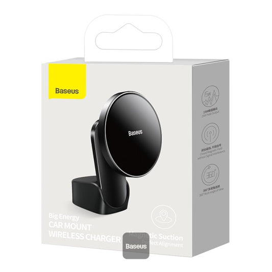 Baseus Magnetic Absorption Wireless Car Charger - Fast Charging - Compatible with MagSafe - Dashboard/Air Vent Mount - iPhone 13/13 Pro/13 Pro Max/12/12 Pro/12 Pro Max - Black