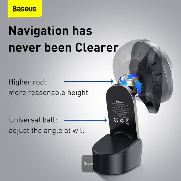 Baseus Magnetic Absorption Wireless Car Charger - Fast Charging - Compatible with MagSafe - Dashboard/Air Vent Mount - iPhone 13/13 Pro/13 Pro Max/12/12 Pro/12 Pro Max - Black