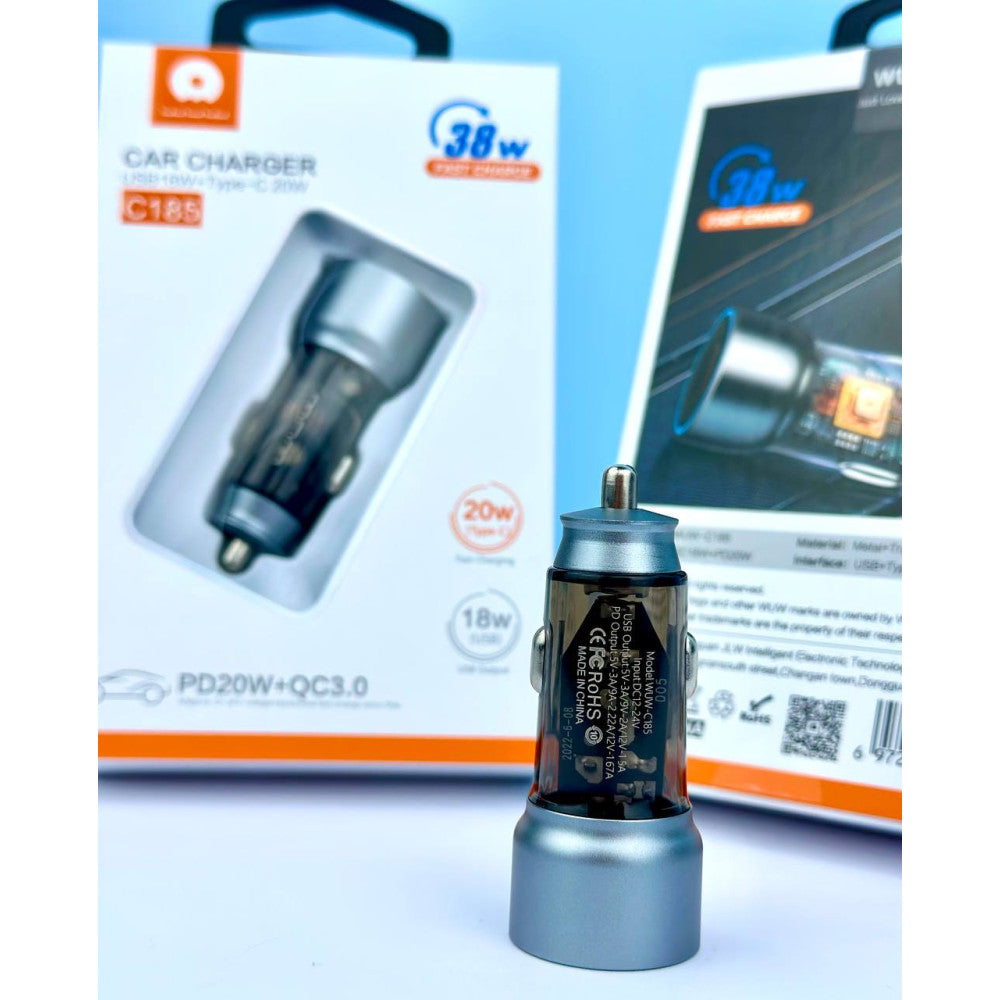 High Power 38W Metal Dual Type C Port Fast Charger C185