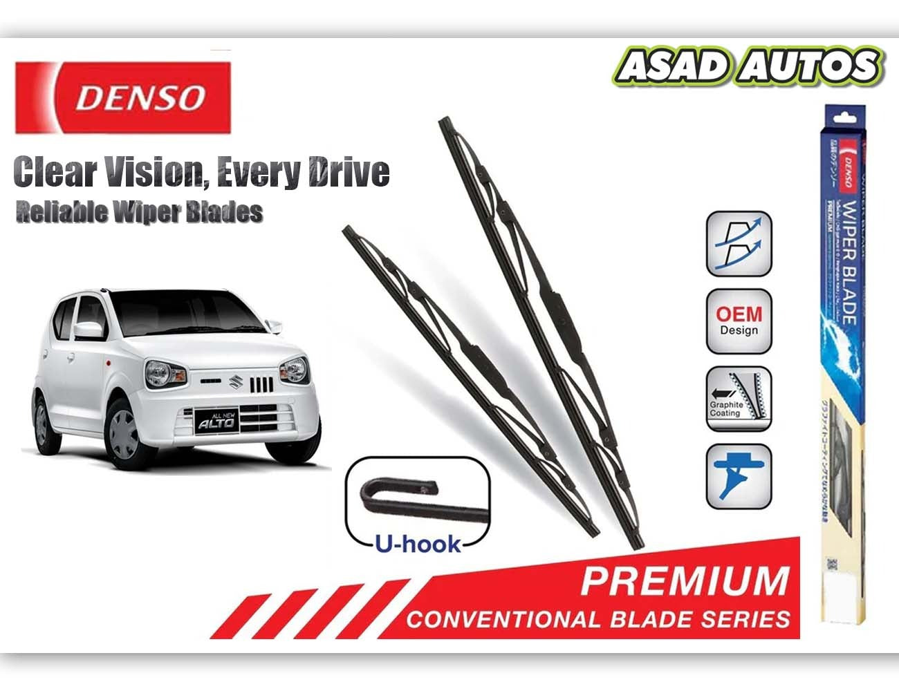 Denso Wiper Blades for Suzuki Alto 2018-2024 – Premium All-Weather Performance