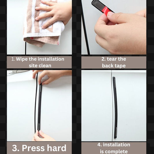 "4PCS Black Carbon Fiber Bumper Anti-Scratch Protector Strips"