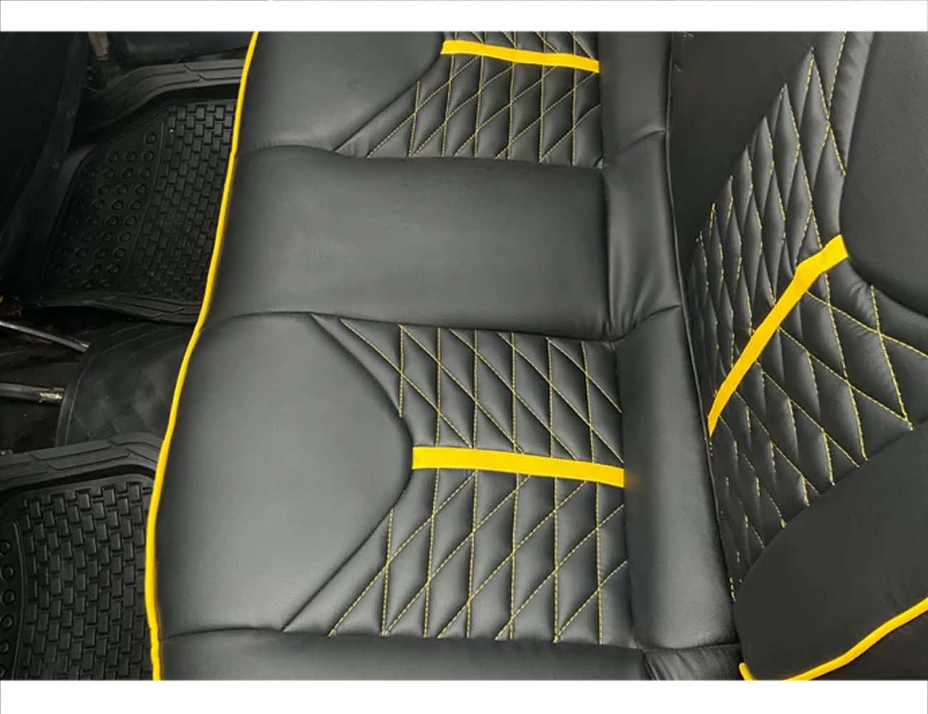 Yellow Lamborghini Style Premium Bespoke Seat Covers for Daihatsu Coure, offering a stylish, sporty, and custom fit interior upgrade.
