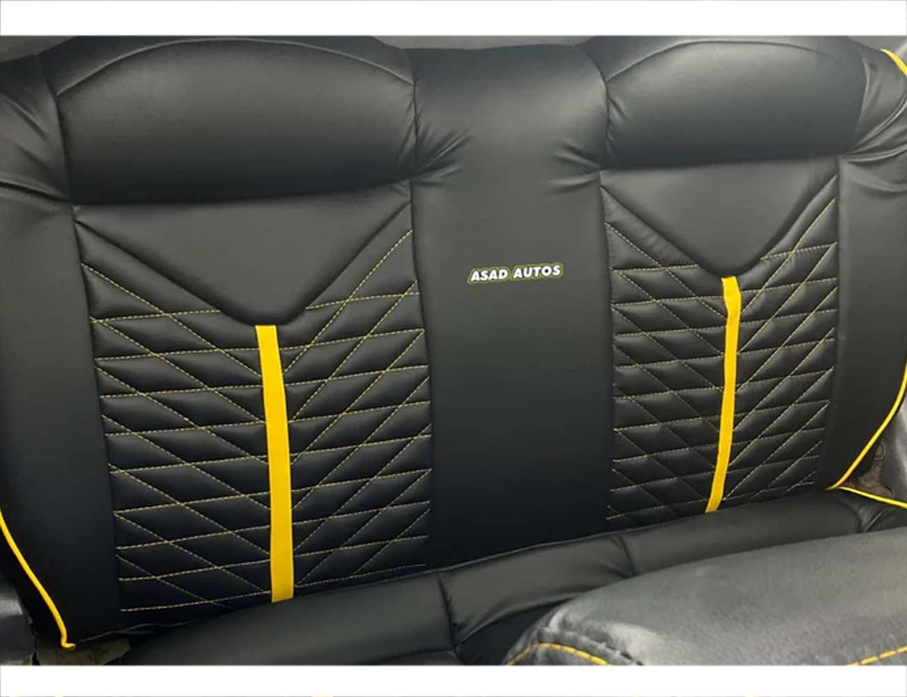 Yellow Lamborghini Style Premium Bespoke Seat Covers for Daihatsu Coure, offering a stylish, sporty, and custom fit interior upgrade.