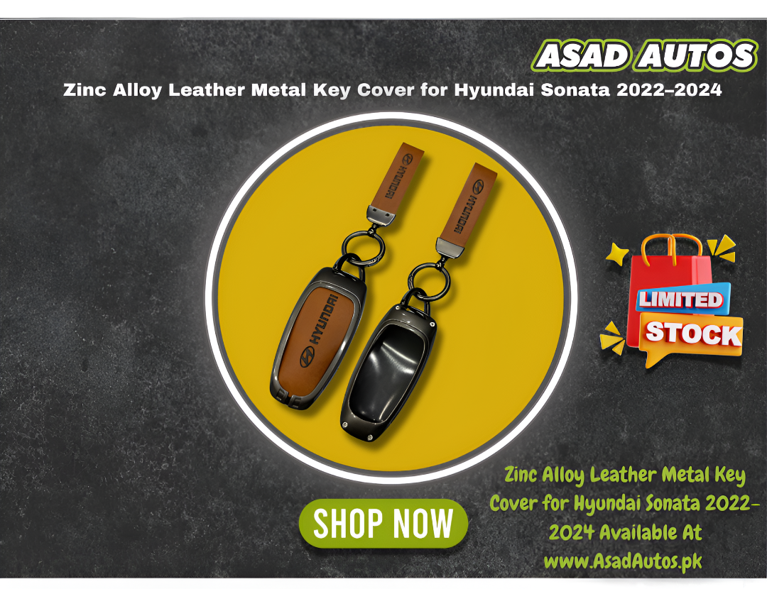 Zinc Alloy Leather Metal Key Cover for Hyundai Sonata 2022–2024 – Premium Smart Key Protection