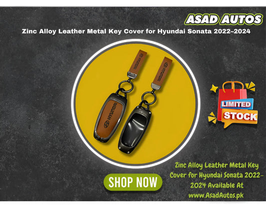 Zinc Alloy Leather Metal Key Cover for Hyundai Sonata 2022–2024 – Premium Smart Key Protection