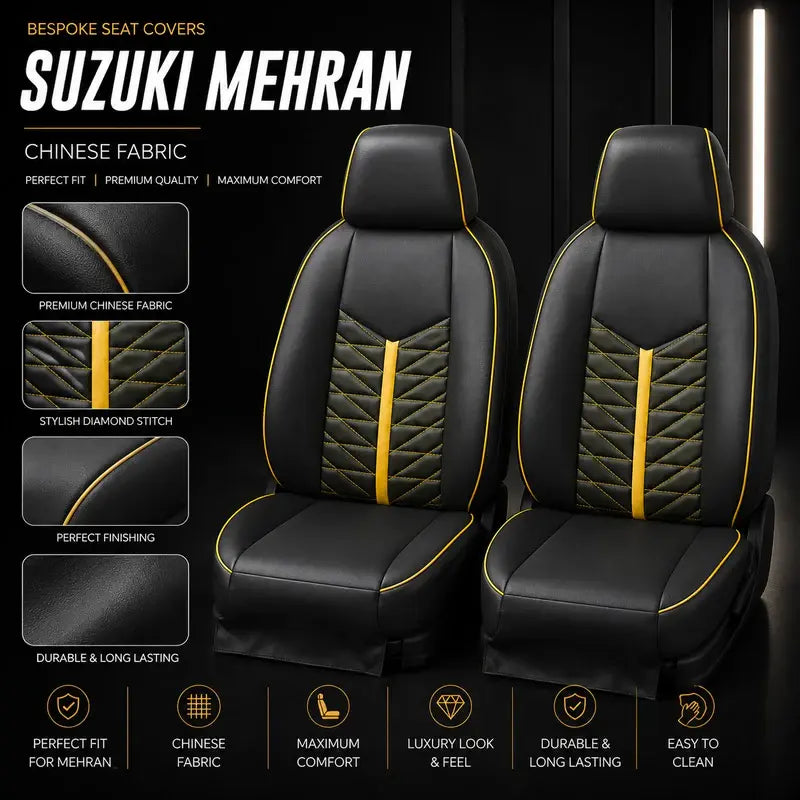 Premium bespoke seat cover made from high-quality Chinese automotive upholstery material for Suzuki Mehran