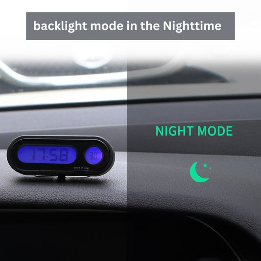 2-in-1 Digital Car Clock and Vehicle Temperature Gauge with LED Backlight