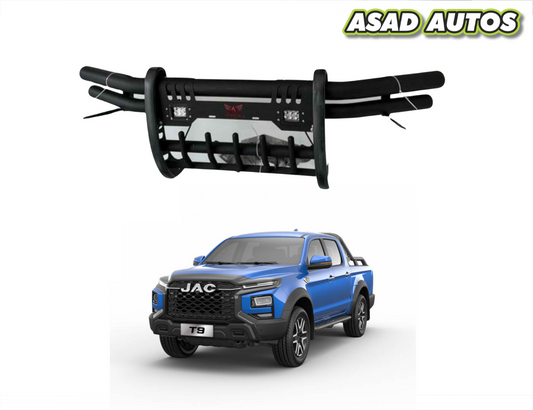 JAC T9 Hunter Double Pipe with Fog Lamps – Front Bumper Safe Guard (2025–2026)