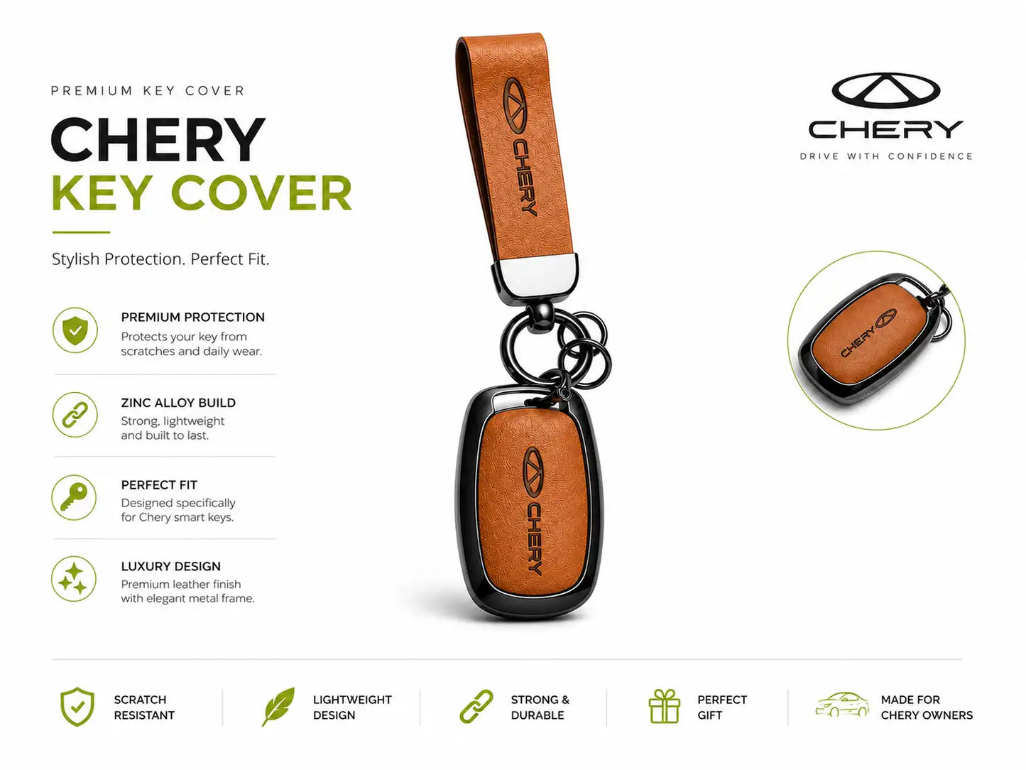 Chery Tiggo 8 & Tiggo 9 PHEV 2025-2026 Leather Metal Key Cover