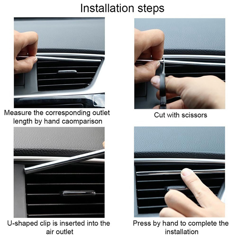 10Pcs Universal Silver U-Shape Car Air Conditioner Vent Moulding Strips