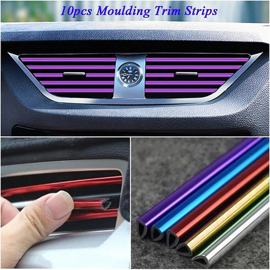 10Pcs Universal Silver U-Shape Car Air Conditioner Vent Moulding Strips