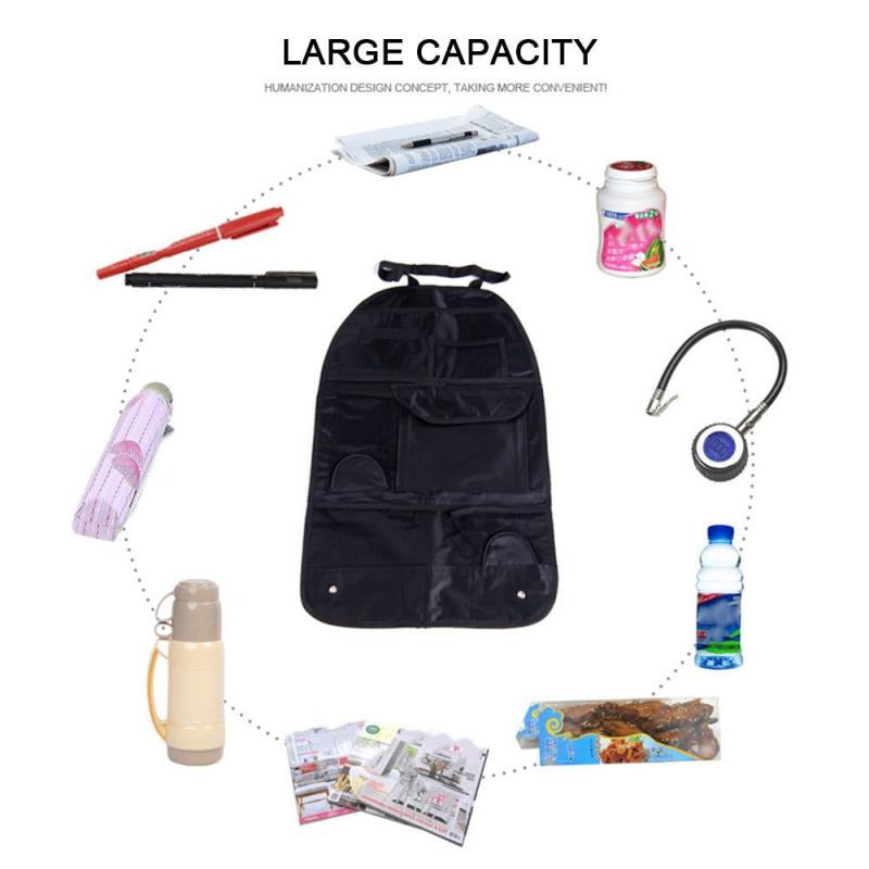 "Car Back Seat Multi-Pocket Storage Organizer and Trash Holder'