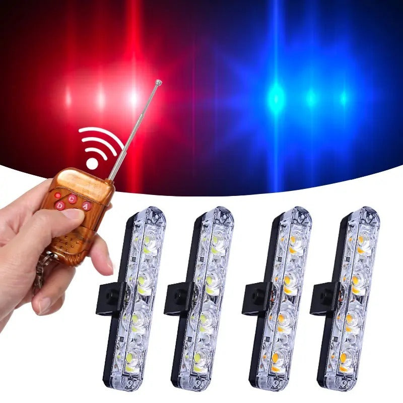 "4x4 LED Wireless Remote Emergency Strobe Light for Car Interior - 12V"