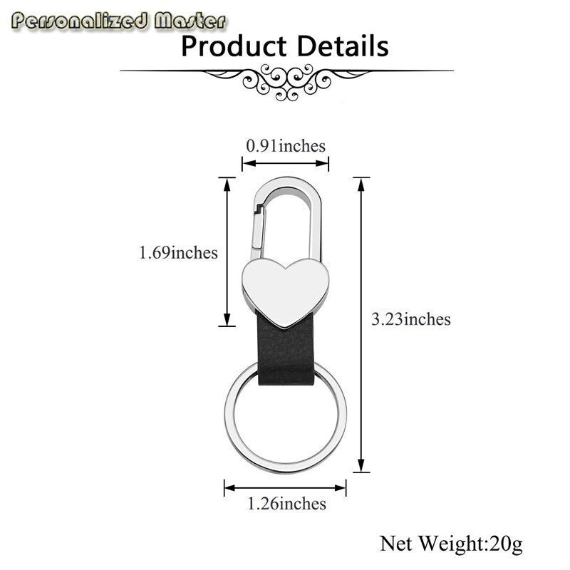 Personalized PU Leather Metal Heart Snap Lock Keychain
