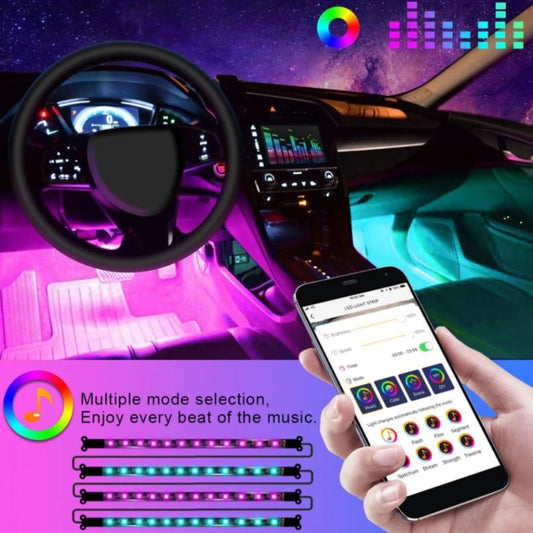 12-LED Bluetooth Phone-Controlled Flexible Car Strip Light