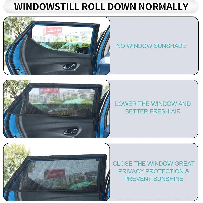 2PCS Car Side Window Sunshade & Mesh Curtain – UV Protection & Mosquito Net