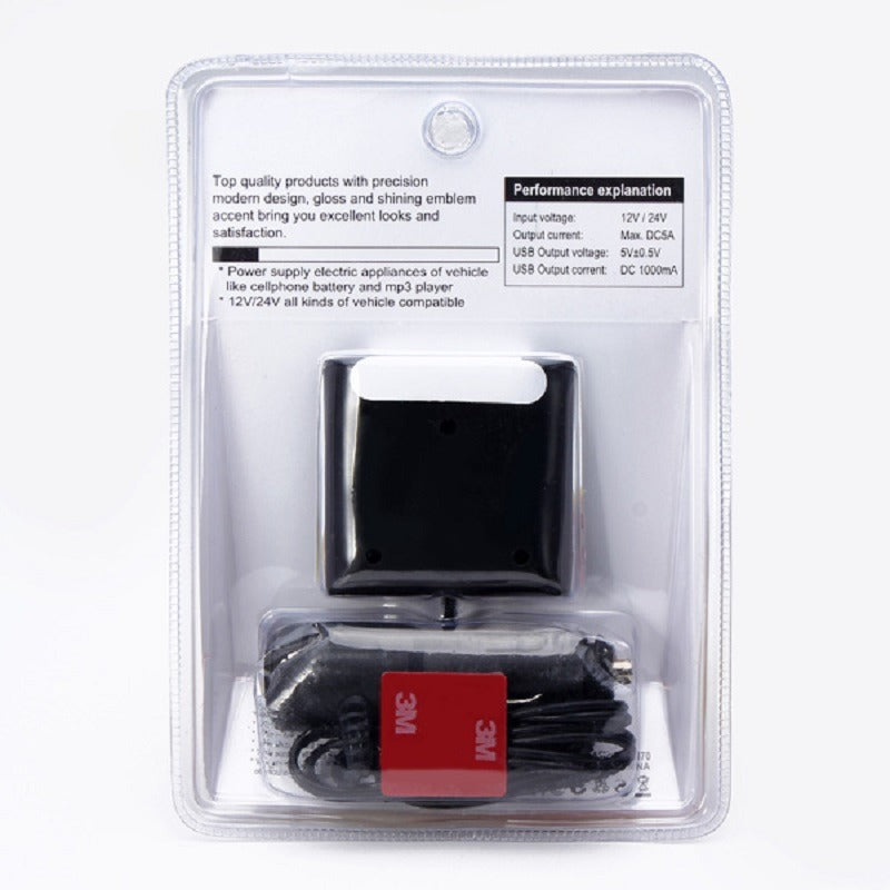 Universal Dual Plug 2-Way Car Socket Splitter with USB Port Charger Adapter