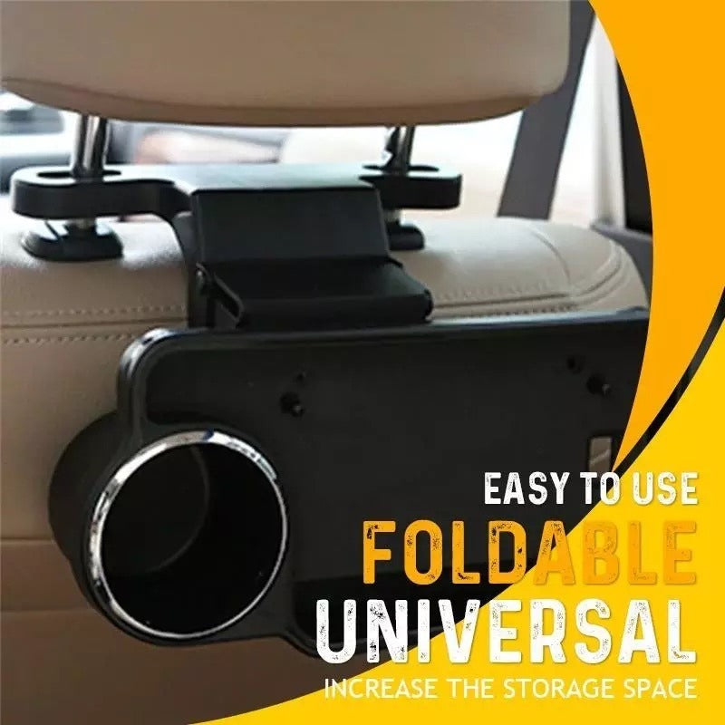 Universal Portable Foldable Headrest Drink Holder with Tray