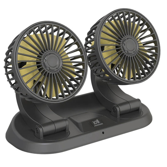 Dual-Head Car Fan with 2-Speed Adjustment and Powerful Airflow for Enhanced Cooling