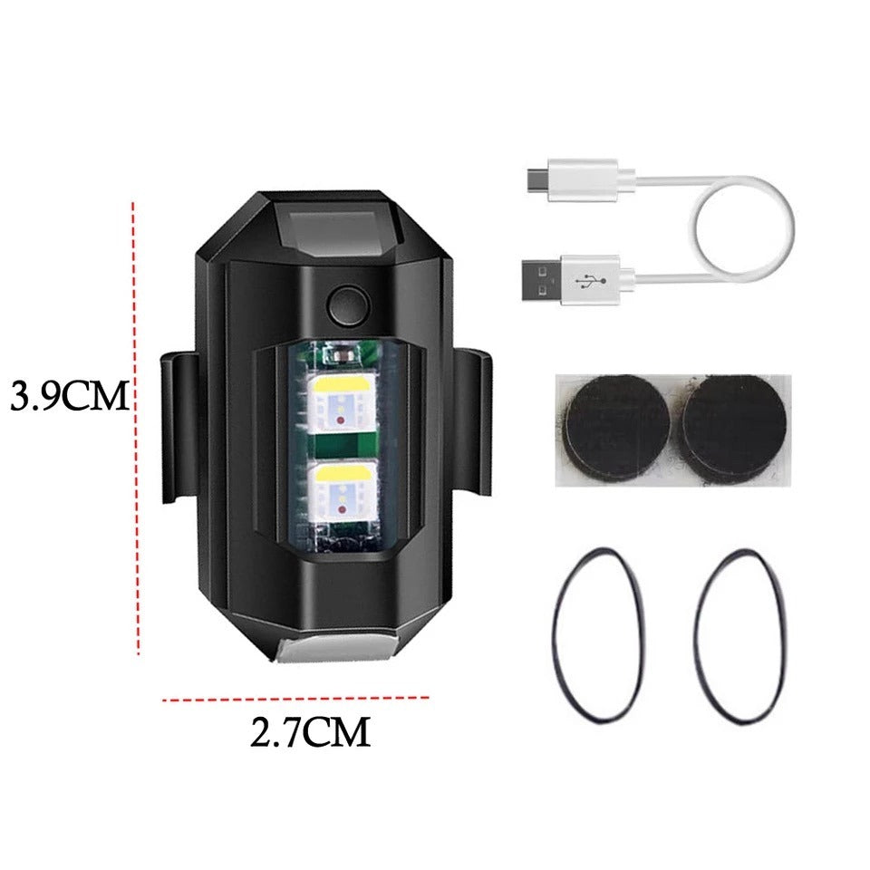 2-Pack Universal LED Aircraft Strobe Lights Anti-Collision Warning Light with USB Charging – 7 Colors