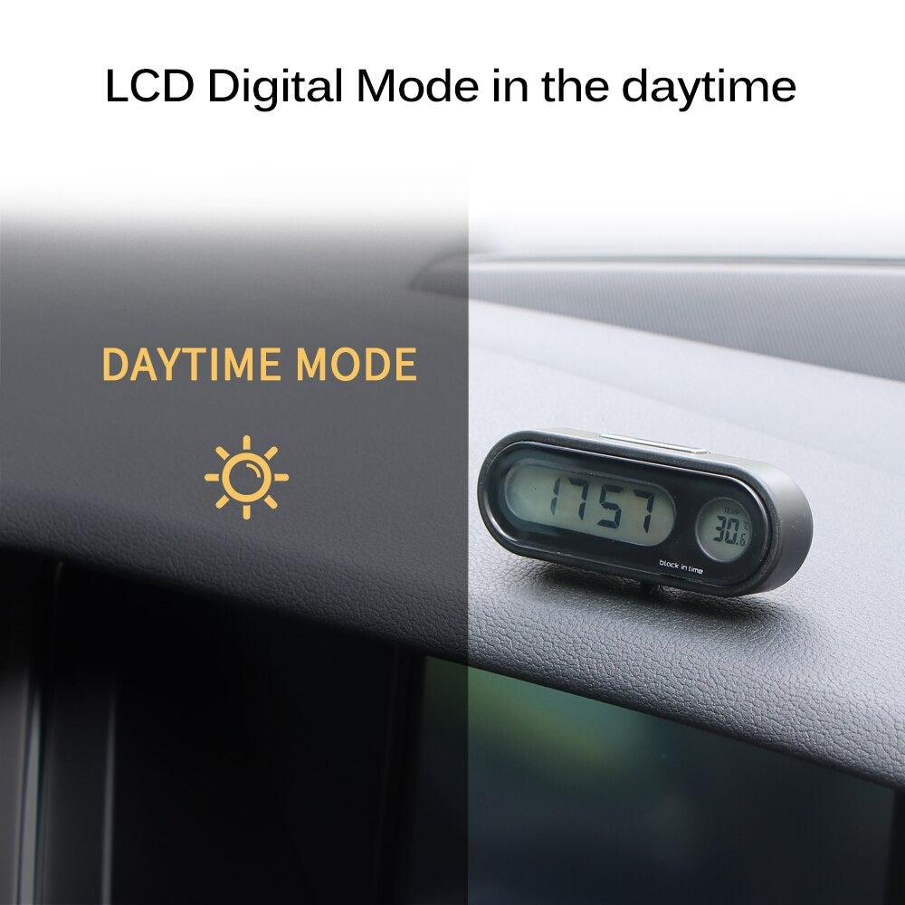 2-in-1 Digital Car Clock and Vehicle Temperature Gauge with LED Backlight