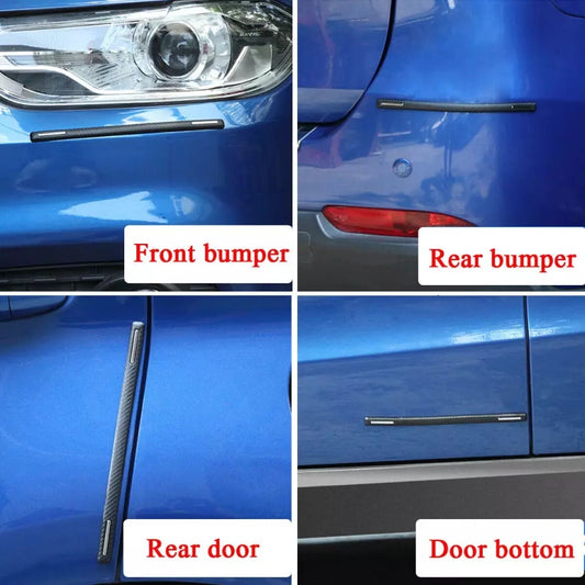 "4PCS Black Carbon Fiber Bumper Anti-Scratch Protector Strips"