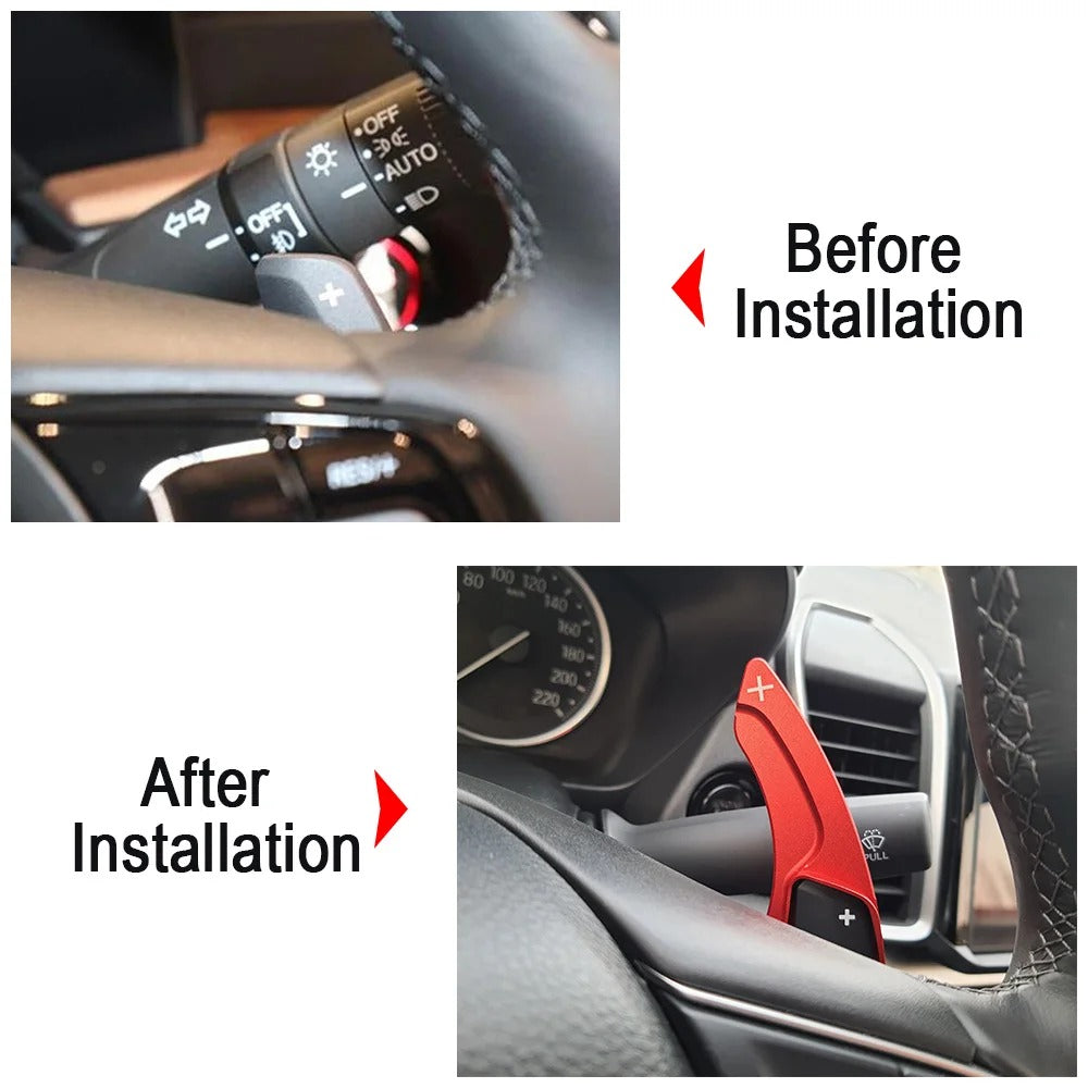 "Red Paddle Shift Extensions for Civic X Steering Wheel"