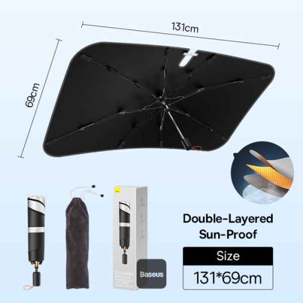 Baseus CoolRide Double-Layered Windshield Car Sun Shade Umbrella Pro (Small) – Ultimate UV & Heat Protection