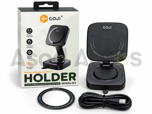 Goji W1 wireless charging car mount holder with magnetic ring and USB-C cable