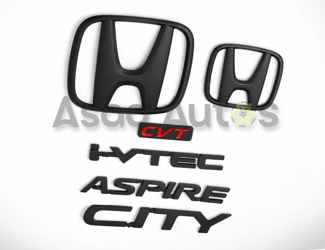 Matte black front monogram emblem for Honda City 2022-2026 blacked-out look - Asad Autos