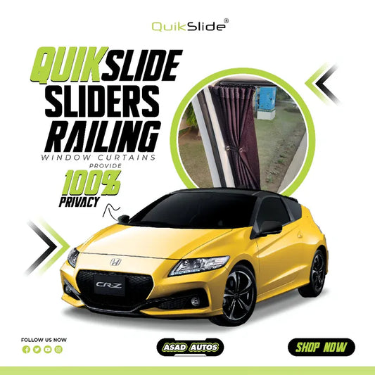 QuikSlide Sliders Railing Curtains for Honda CR-Z Gen1 (2010-2016) | Sunshade Privacy Car Curtains