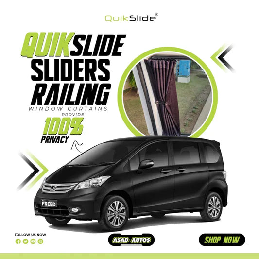 QuikSlide Sliders Railing Curtains for Honda Freed Gen1 (2008-2016) | Sunshade & Privacy