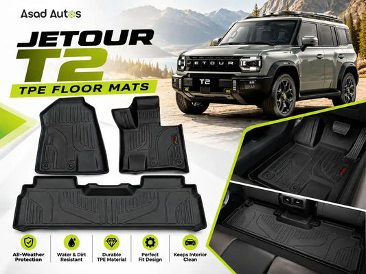 TPE floor mats installed inside Jetour T2 cabin