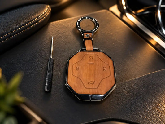 Brown 5D zinc leather key cover for Jetour T2 2026-2027