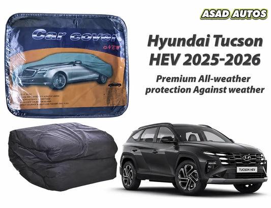 Black microfiber car top cover custom fit on Hyundai Tucson HEV 2025-2026 hybrid SUV for paint protection - Asad Autos