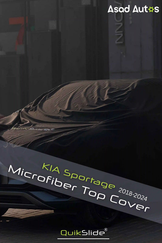 QuikSlide black microfiber top cover custom fit on KIA Sportage 2018-2024 SUV for paint protection - Asad Autos