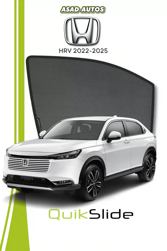 QS QuikSlide custom fit window sun shades installed on Honda HR-V 2022-2025 side window