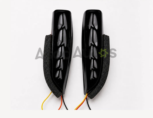Toyota Corolla Dragon Style LED mirror turn signal lights with white DRL and sequential yellow indicator by Asad Autos.