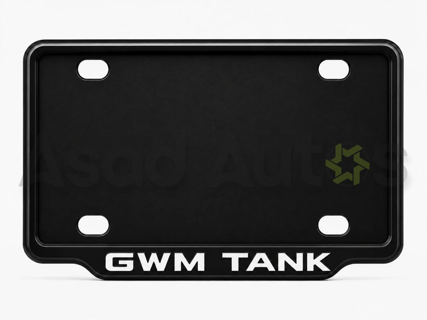 VANTIQ number plate frame fitted on GWM Tank 500 front plate area - Asad Autos