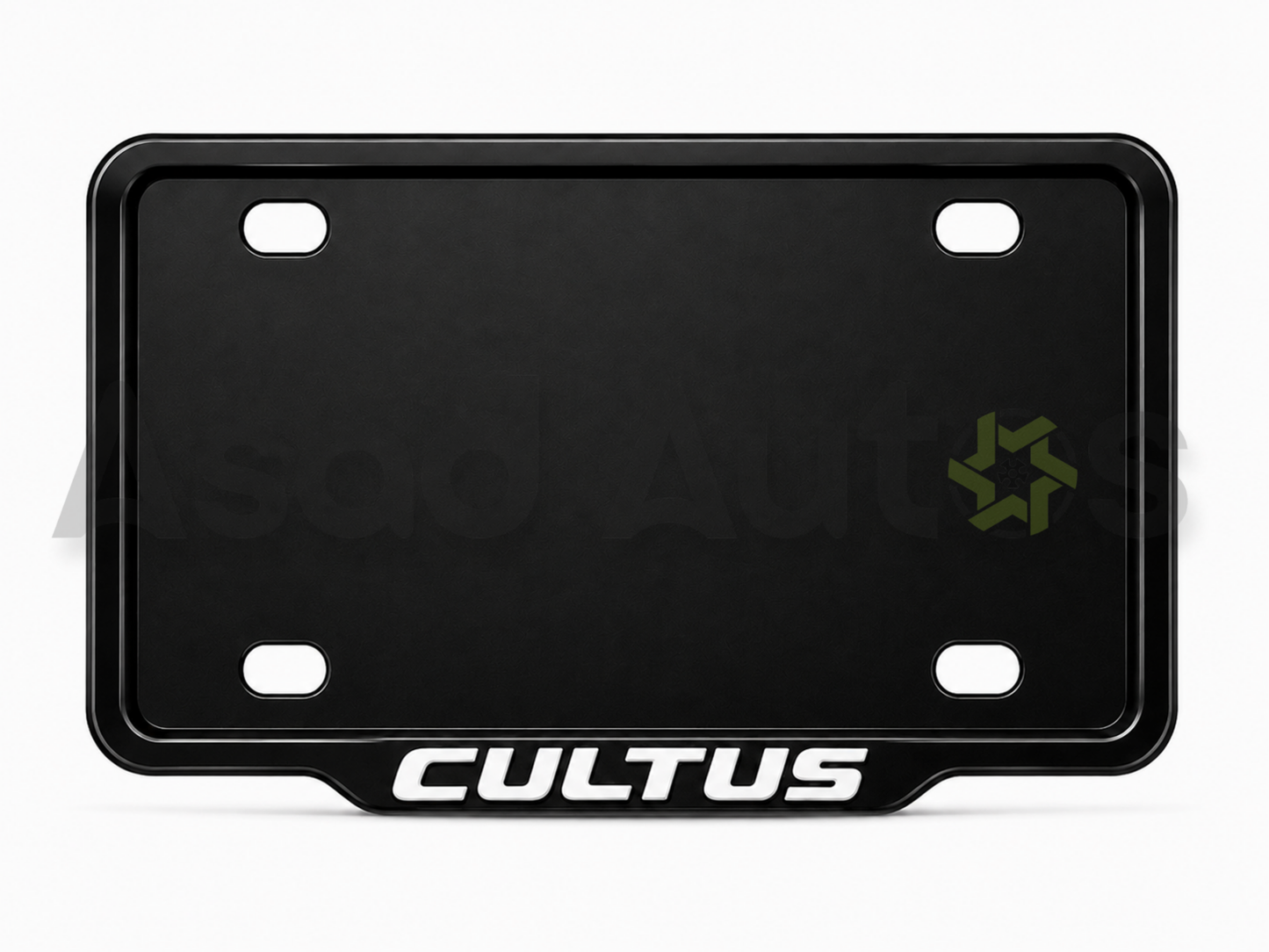 VANTIQ custom number plate frame white fitted on Suzuki Cultus front plate area - Asad Autos