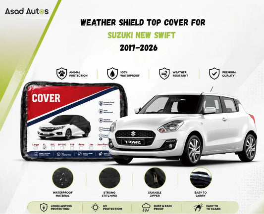 Weatherproof paint-safe fabric close-up of top cover for Suzuki Swift 2017-2026 sun rain and dust protection - Asad Autos