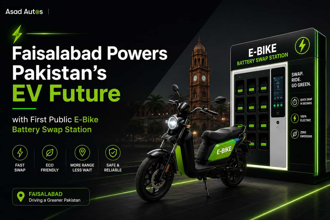 Faisalabad's first public e-bike battery swap station driving Pakistan's EV future with fast battery swapping and clean mobility.