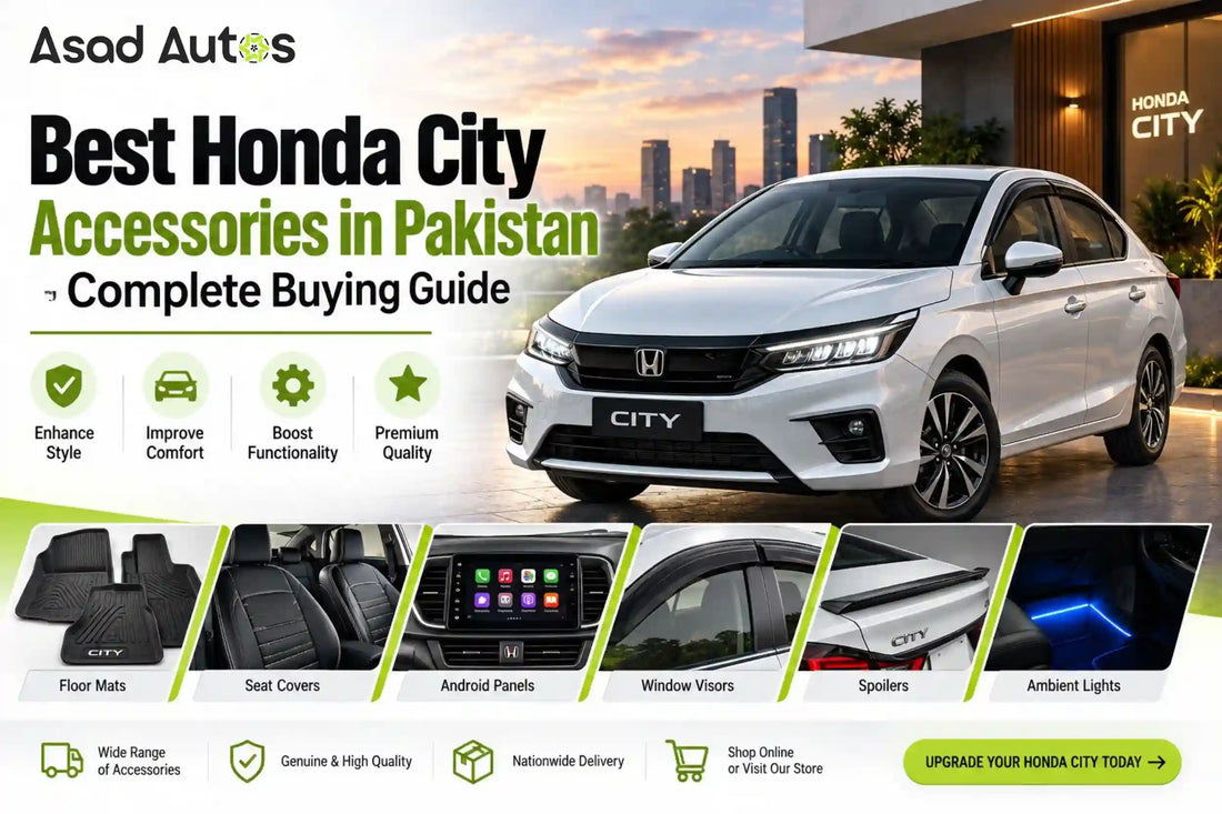Best Honda City accessories in Pakistan including seat covers, mats and car cover