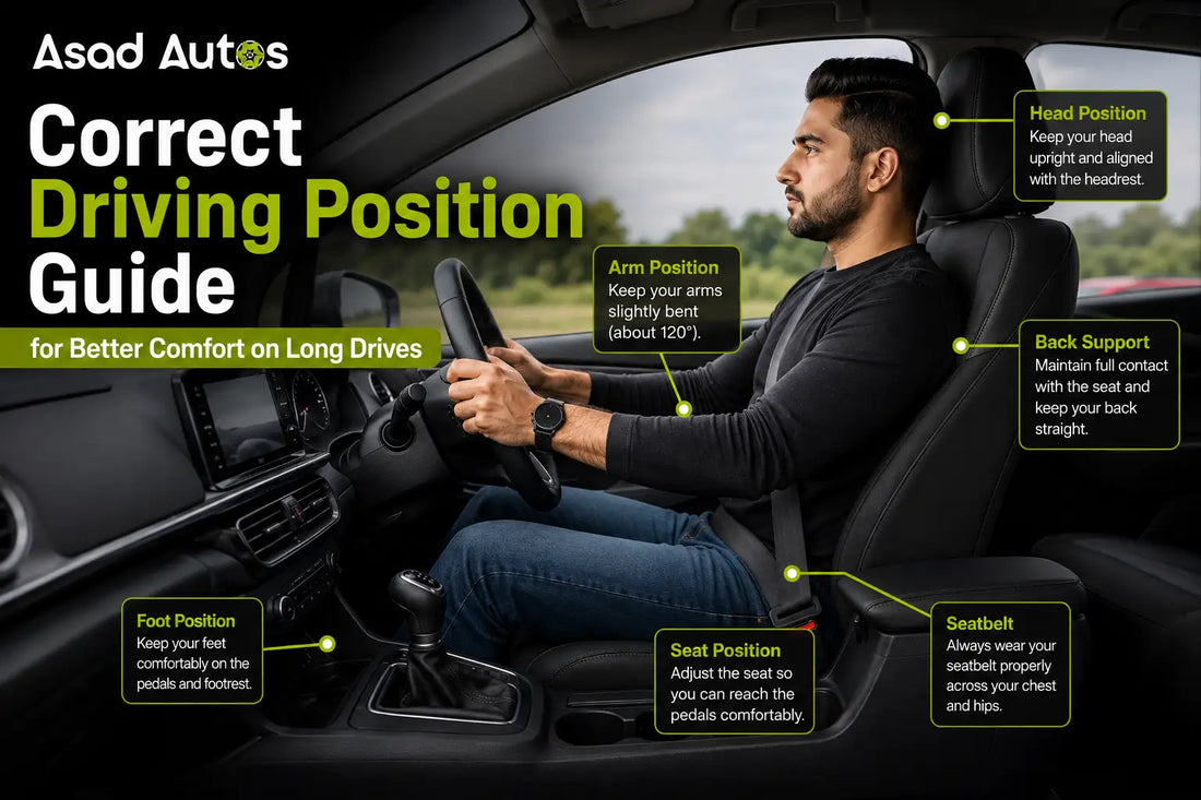 Correct driving position for comfortable long drives