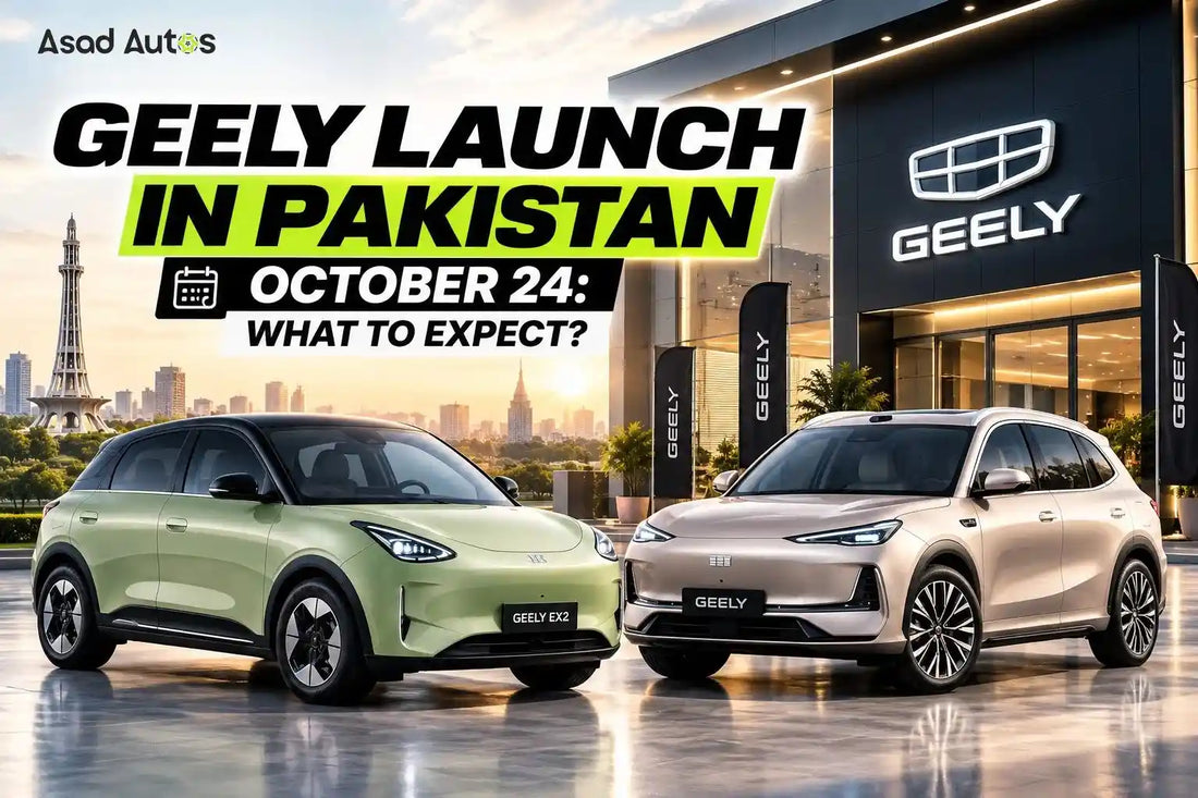 Geely launch in Pakistan October 24, 2026, featuring the expected EX2 electric hatchback, EX5 electric SUV and Starray plug-in hybrid.