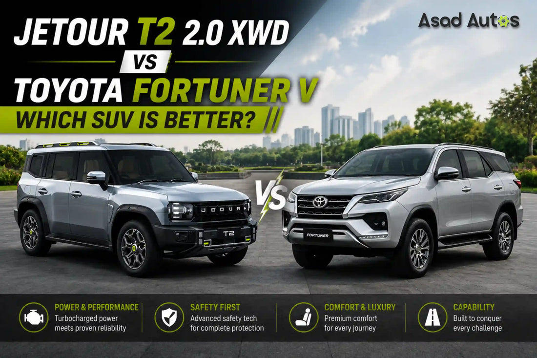 Jetour T2 2.0 XWD vs Toyota Fortuner V comparison in Pakistan